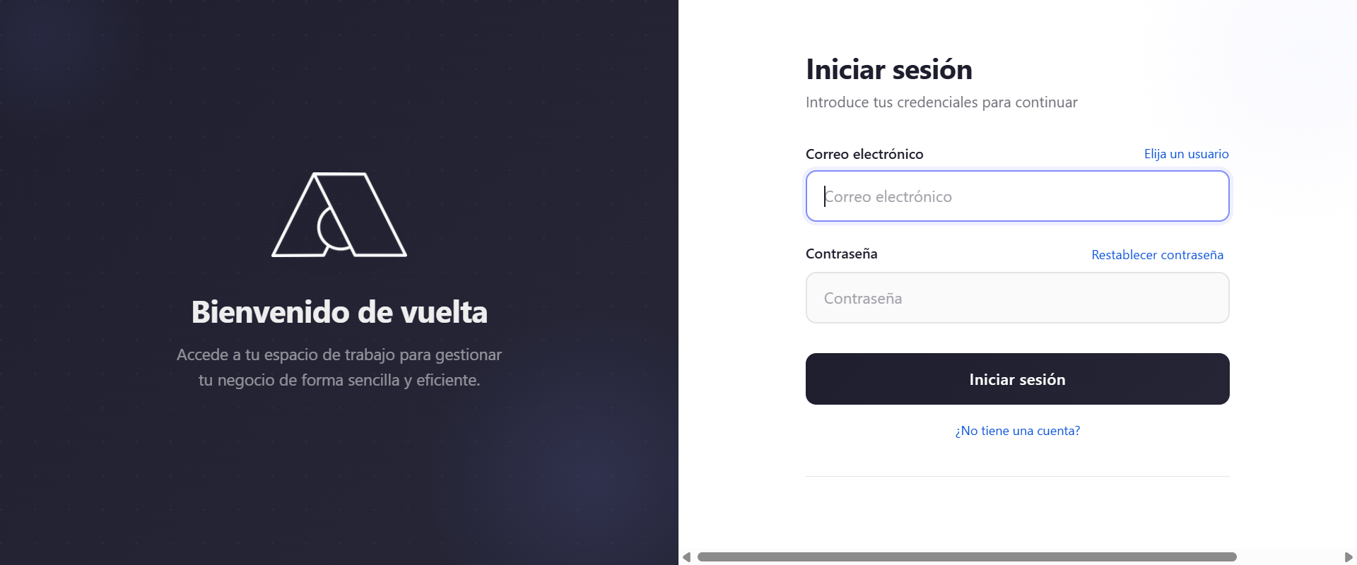 Pantalla de inicio de sesi&oacute;n de Avizora
