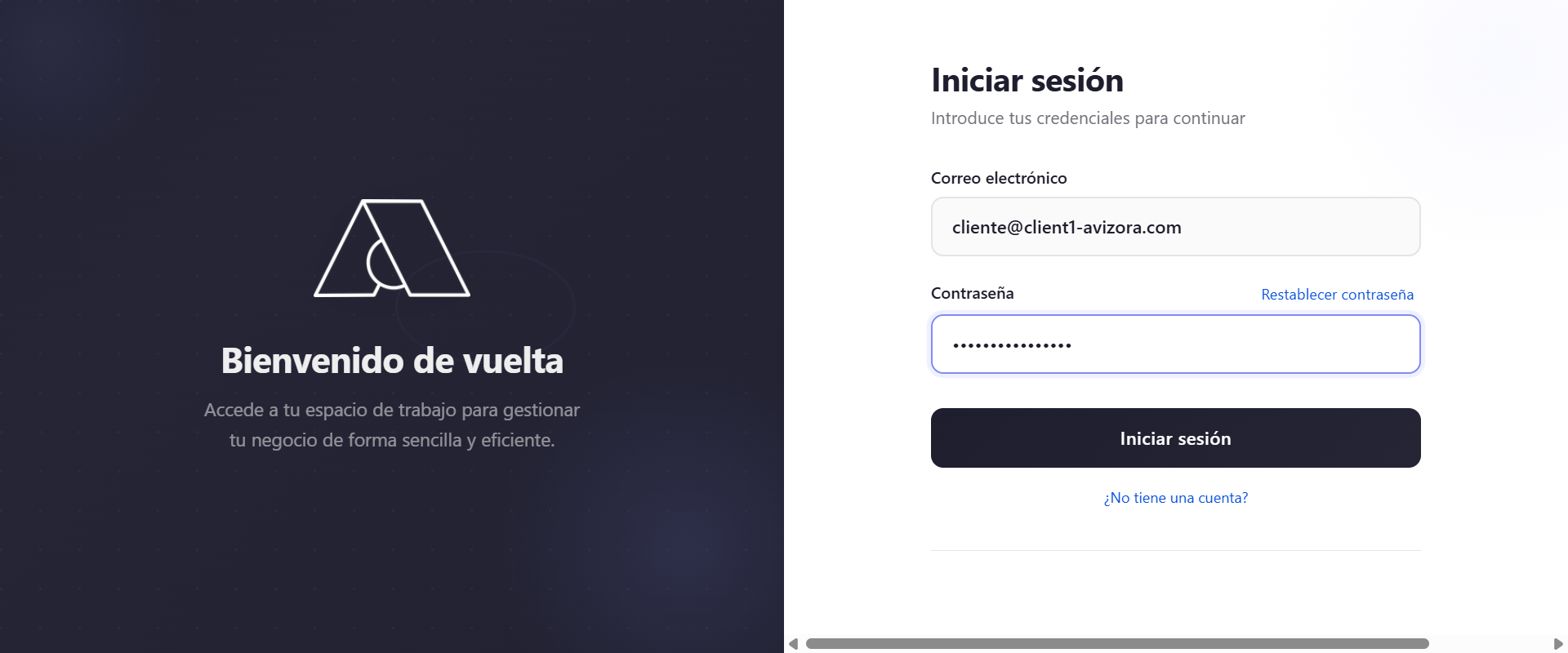 Formulario de login con credenciales
