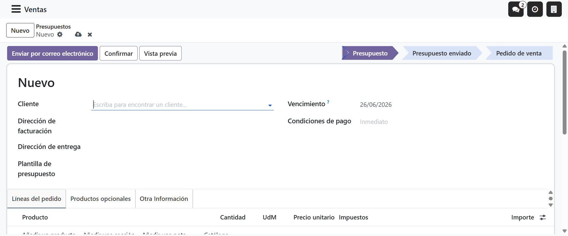 Formulario de nueva cotizaci&oacute;n